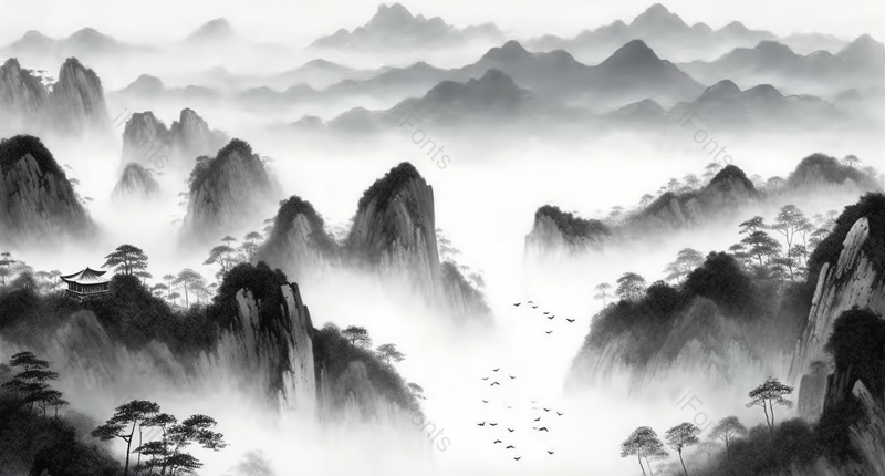山水画水墨风山峰地形背景图,插画/手绘图,插画/手绘图库,插画/手绘图下载,插画/手绘